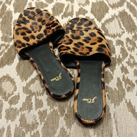 J.Crew Cora Tan Leopard Calf Hair Leather Sandals size 8 - Picture 2 of 5